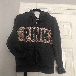 cheetah print full zip hoodie